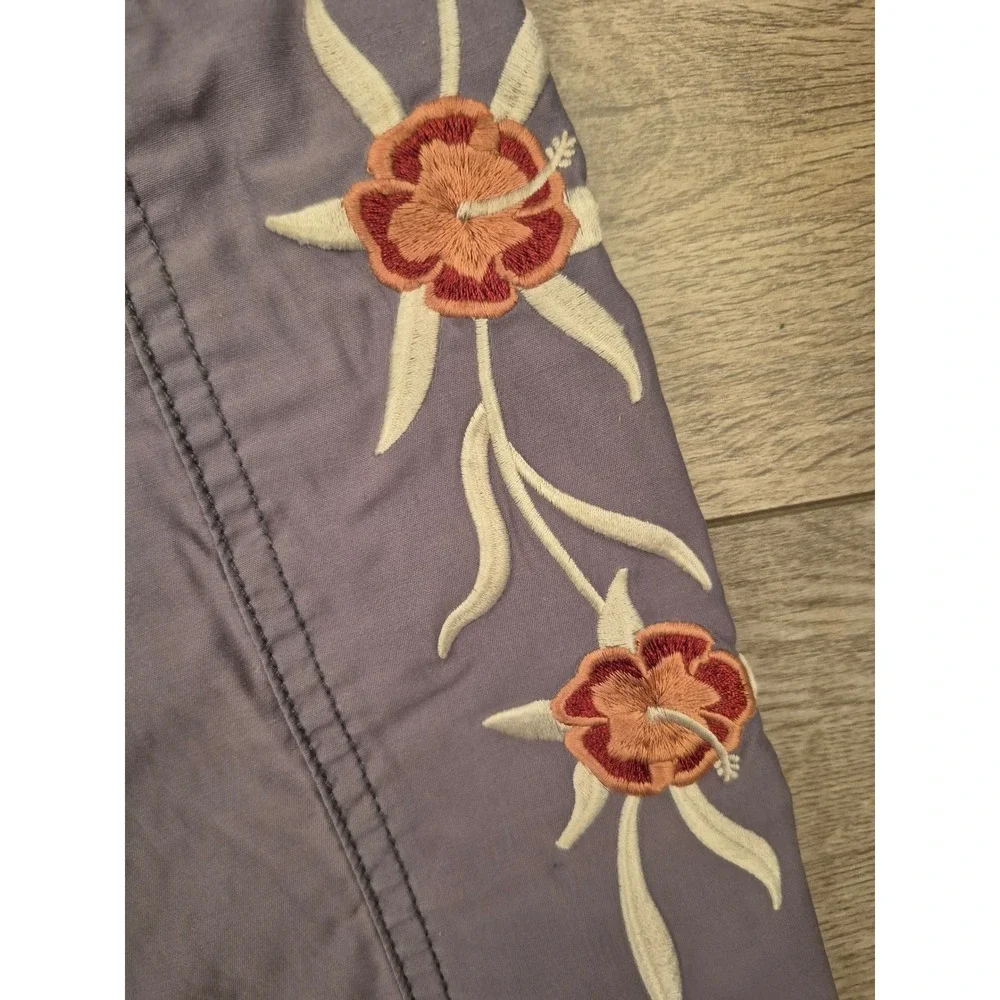 Howler Bros Mens Gray Purple Floral Embroidered Board Shorts Sz 36 Nylon Blend